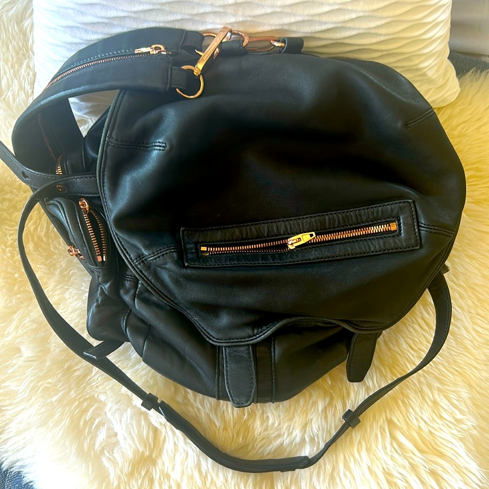 Alexander Wang Lambskin Marti Backpack Washed Black Rose Gold Hardware